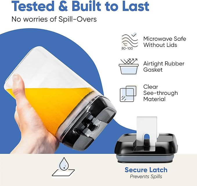 Chef's Path - Set of 7 Airtight Food Storage Containers for Kitchen Storage - Clear Plastic - Durable Strong Lids - Labels and Chalk Marker-NeatNest