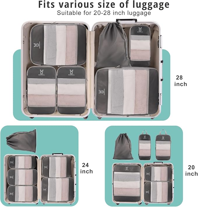 Expandable Compression Packing Cubes for Suitcases,6 Set Lightweight Compressible Travel Packing Organizer for Carry on Suitcase,Organizer Bags Set as Travel Essentials for Women-NeatNest