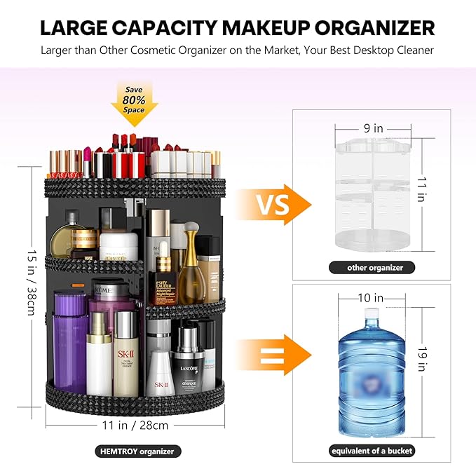 360 Degree Rotating Makeup Organizer for Vanity, Extra Large Capacity Beauty Organizer, Adjustable DIY 7 Layers Perfume Organizer, Skincare Organizers Fits AII Cosmetics and Accessories(Black)-NeatNest
