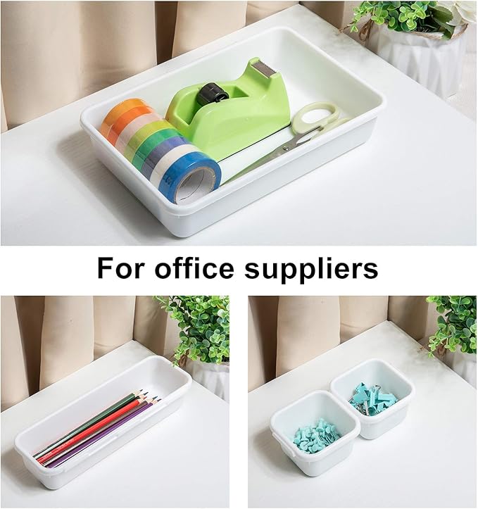 BYCY 32 PCS Drawer Organizers Office Interlocking Drawer Organizers Tray Dividers Storage Bins(32 Pack)-NeatNest