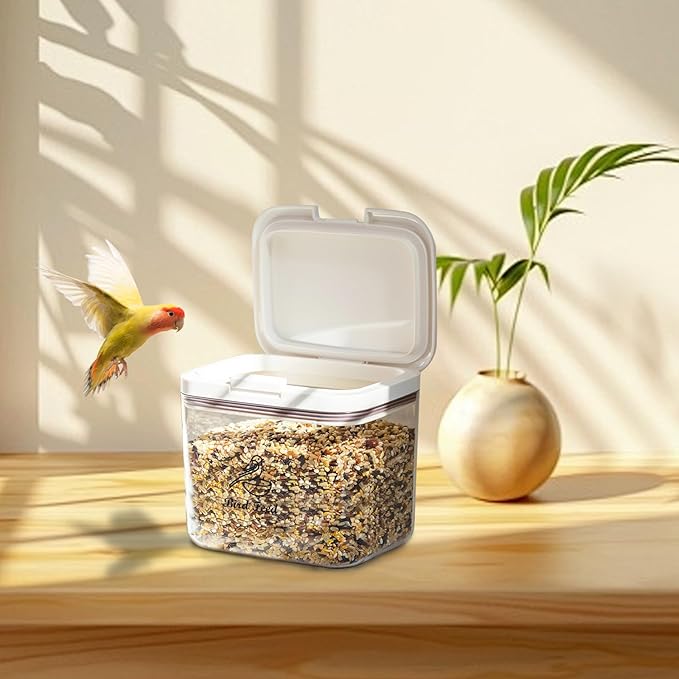 Airtight Bird Seed Storage Container with Flip Lid,4Lbs Bird Seed Container with Scoop,Wild Bird Seed Storage Bin,Bird food container-NeatNest