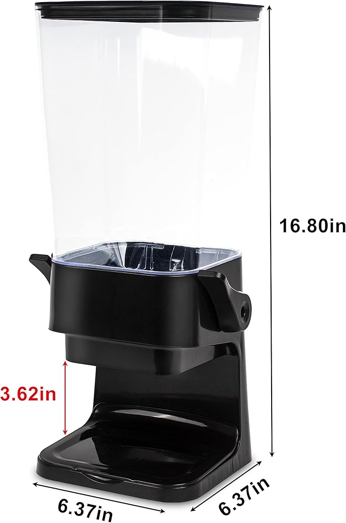 Cereal Dispenser Countertop with lids, Organization and Storage Containers for Kitchen and pantry, 5L Rice Dispenser for Cereal, Beans, Grains, Nuts, Snack,Oatmeal, Dog Food, Bird Seed, Black, 2Pc-NeatNest