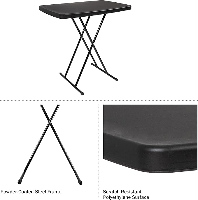 Folding Table - Lightweight Portable Folding Desk - Small Plastic Table for Camping, Playing Cards, and Crafting by Everyday Home (Black)-NeatNest