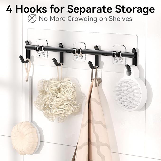 YASONIC Shower Caddy, 100% Rustproof Shower Shelves for Inside Shower, No Drilling Bathroom Organizers and Storage, 6 Pack Large Capacity Bathroom Caddy for Kitchen & Home Decor-NeatNest