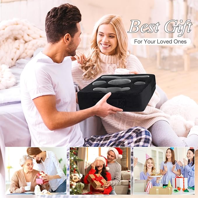 STBoo Couch Cup Holder Pillow Tray - Sofa Drink Cup Holder Cozy Buddy | Bed Caddy Organizer for Remote, Snacks Beverage, Phones, Tablet | Use it on Car, Pack, Beach, RV, Boat, Bedroom (Black)-NeatNest