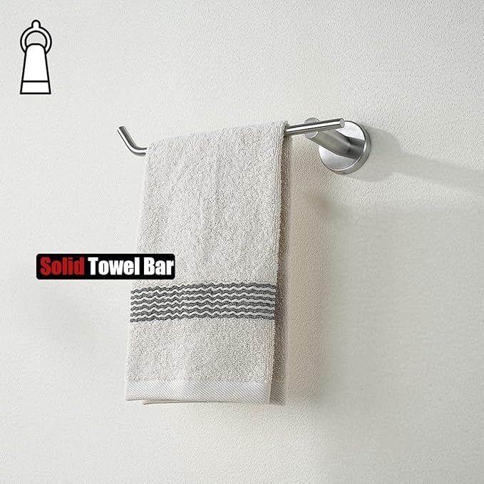 JQK Hand Towel Bar, Stainless Steel Towel Ring for Bathroom, 9 Inch Necklace Holder Brushed Finish Wall Mount Left Hand, TR101-BN