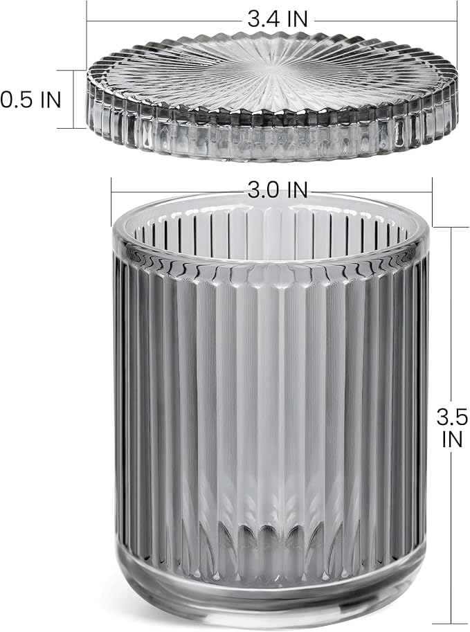 2 Pack Qtip Holder - Apothecary Jars with Lids, Bathroom Organizers and Storage Canister for Cotton Balls,Swabs,Floss Picks,Hair Ties,Clear Glass Vintage Bathroom Decor Jar Set (Gray)-NeatNest
