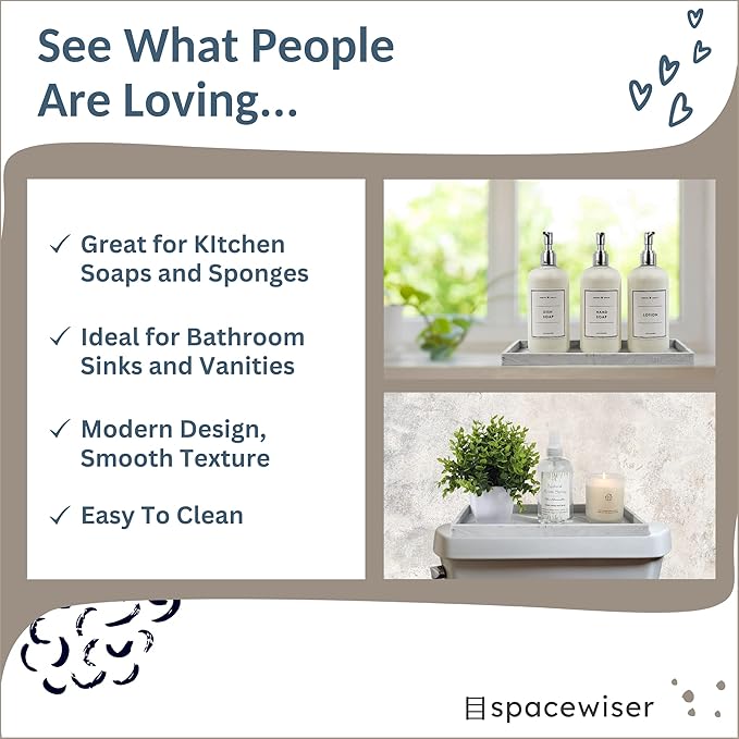 Countertop and Vanity Tray - 11.7" Silicone Bathroom Tray Countertop, Dish Soap Trays for Kitchen Counter, Sink Organizer Accessories Caddy, Toilet Laundry Shower Makeup Mat Oil Holder-NeatNest