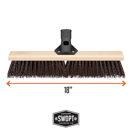 SWOPT 18" Premium Rough Surface Push Broom Head - Outdoor Broom for Driveways, Sidewalks, Patios - Interchangeable With All SWOPT Products for Efficient Cleaning & Storage