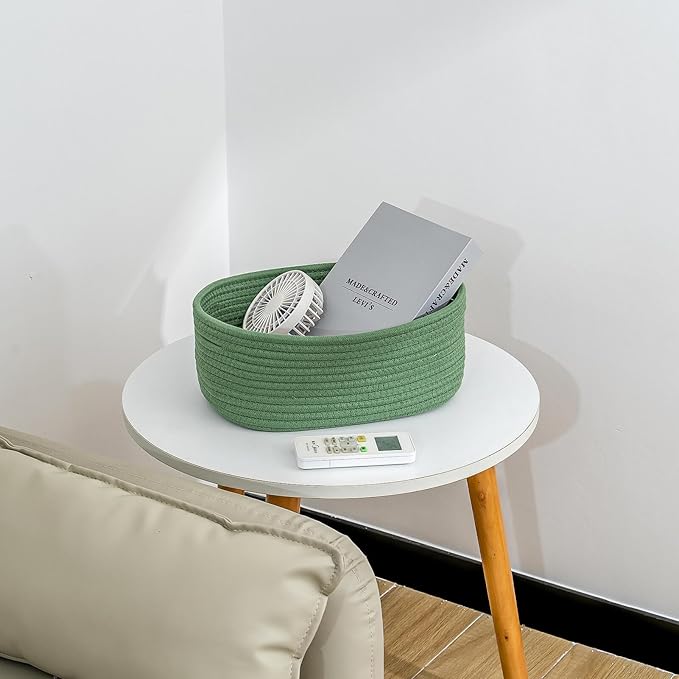 CubesLand Cube Shelf Closet Storage Baskets Bins Set 2,Woven Basket for Organizing/Storage,Long-lasting &Skin-friendly Toy Storage Basket Bin,Stylish Room Decor Basket,Cotton Rope Basket Green-NeatNest