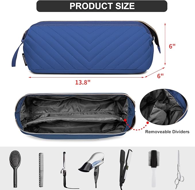 Hair Tools Travel Bag for Shark Flexstyle Dyson, Quilted Case Organizer Bag, Gift for Women Hair Accessories Storage Bag, Travel Hairdryer Portable Bag for Women, Blue-NeatNest
