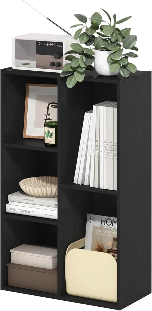 Furinno Luder 5-Cube Reversible Open Shelf, Blackwood-NeatNest