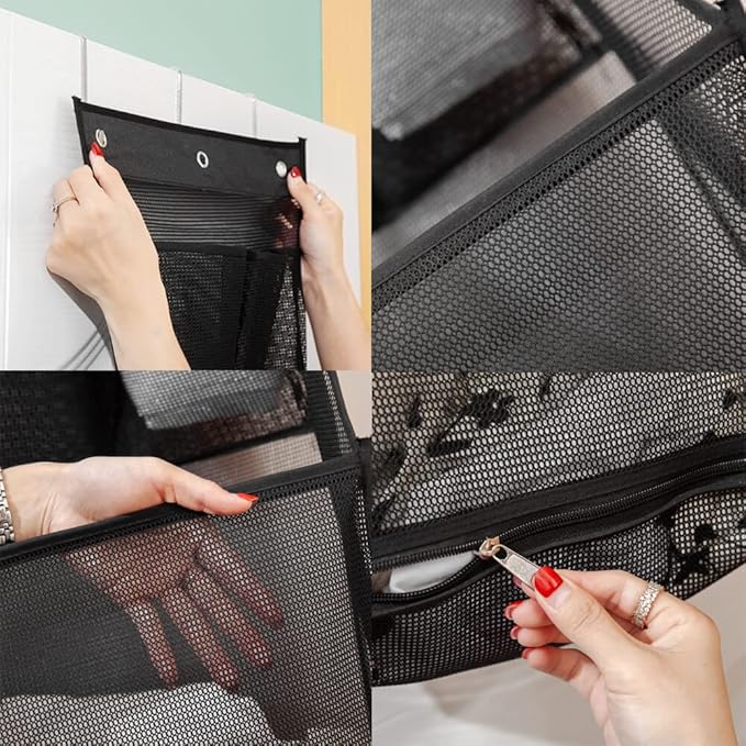 ALYER Multi-Scene Suitable Hanging Mesh Laundry Basket,Behind The Door Storage Organizer for Laundry,RV,Dorm,Bathroom,Bedroom,Pantry, Nursery,Kitchen,White
