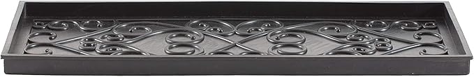Anji Mountain AMB0BT3F-003 Black Rubber Boot/Shoe Tray with Coir, Fits 3 Pair (34.5" Wide), Tan & Black Insert