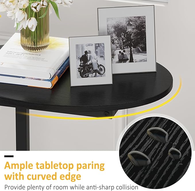 Hosfais Small Side Table End Table, C-Shaped Wood Coffee Table TV Tray for Eating Couch Tables for Small Space, Living Room, Bedroom, Couch, Small Spaces (Black 2 Pack)