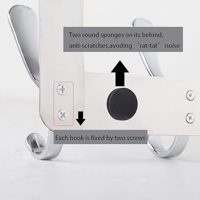 WEBI Over The Door Hook 5 Coat Hooks,Over The Door Towel Rack,Door Hanger Over Door Coat Rack for Hanging Towels,Clothes,Bathroom,Chrome,2 Packs