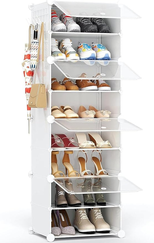 Shoe Storage,8 Tier Shoe Rack Organizer for Closet Shoe Cabinet with Door Shoe Shelves for Closet,Entryway,Hallway,Bedroom-NeatNest