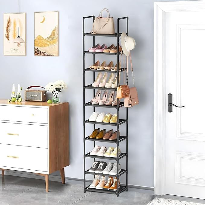 Shoe Rack 10 Tier Tall Shoe Storage Organizer,20-25 Pairs Shoe Storage Metal Shoe Shelf, Stackable Shoe Stand Organizer for Narrow Space Closet Entryway Hallway-NeatNest