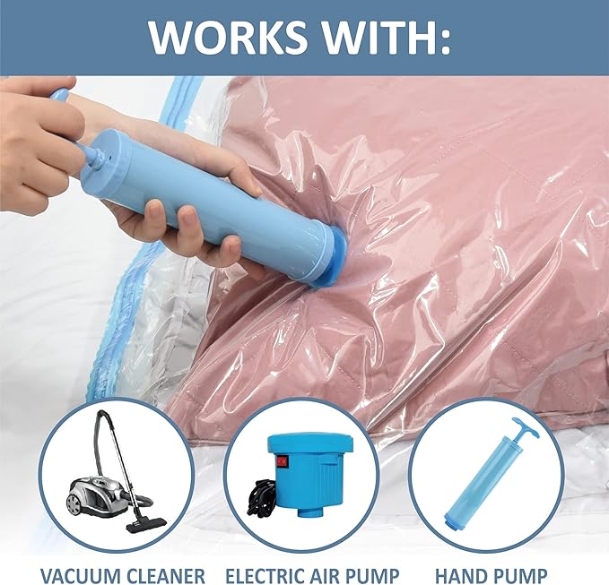 Space Saver Vacuum Storage Bags, 6 Pack Combo (2 Jumbo/2 Large/2 Medium) Space Saver Bags with Pump, Storage Vacuum Sealed Bags for Clothes, Comforters, Blankets, Bedding-NeatNest