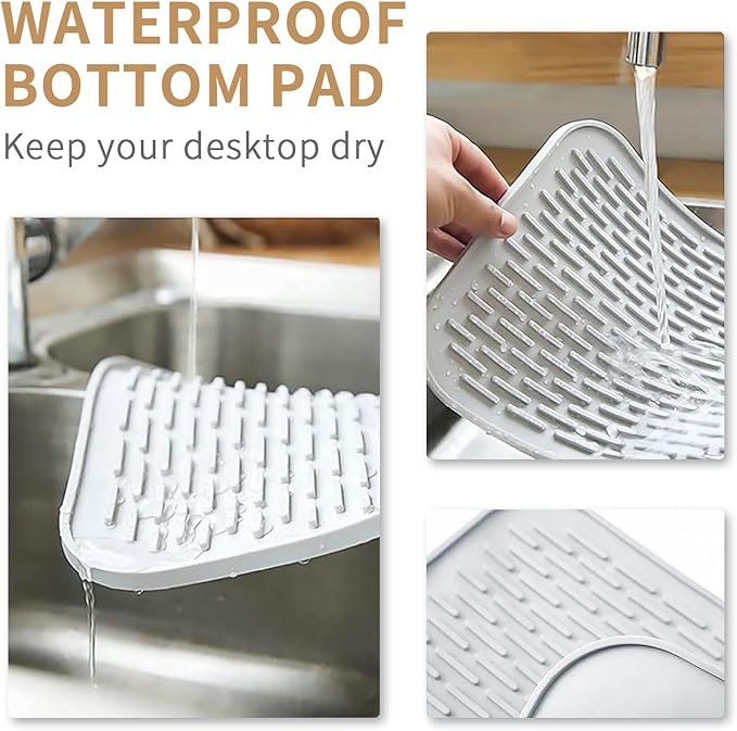 Cup Drying Rack Stand, 6 Cup Metal Drainer Holder Rack Non-Slip Mugs Cups Organizer with Wood Handle, White-NeatNest