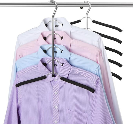 DOIOWN Blouse & Shirt Hangers - Non Slip Space Saving Stainless Steel Closet Organizer (2 Pack)-NeatNest