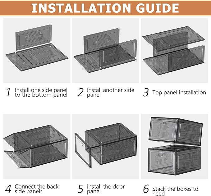 10 Pack Thicken Shoe Organizer Stackable,Upgraded Sturdy Shoe Storage Box with Magnetic Door,Shoe Containers For Sneaker Display,Hat Organizer,Black…-NeatNest
