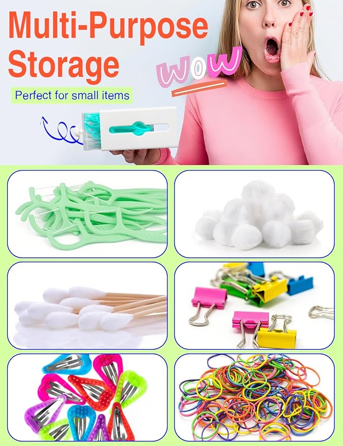 Qtip Holder for Bathroom Wall Organizer – Bathroom Decor, Dorm Room Essential, Small Q-tip Dispenser for Cotton Swabs, Balls, Pads, Floss Picks – Office Storage, Vanity Makeup Organizer (4 Pack)