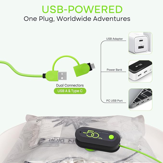 Travel Vacuum Storage Bags with USB Pump, 6 Pack Compression Packing Bags for Luggage and Suitcase,Space Saver Bags for Clothes and Clothing Travel-NeatNest