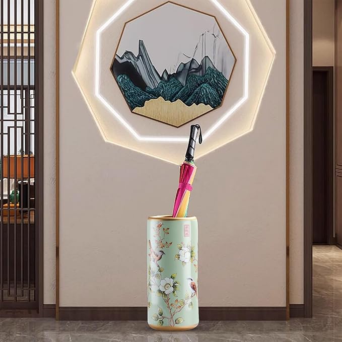 Ceramic Umbrella Stand Living Room Floor-Standing Freestanding Cane Chinese Umbrella Stand Multifunctional Painted Porcelain Vintage Ceramics Flower Vases for Home Office Entrance Indoor(B)-NeatNest