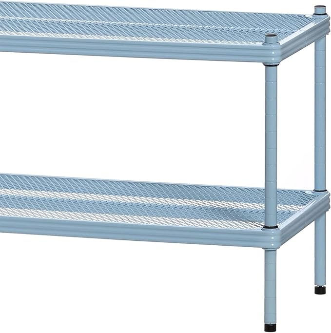 Design Ideas MeshWorks, 2-Tier Steel Shelving Rack, 440lb Capacity Per Shelf, Sky Blue-NeatNest