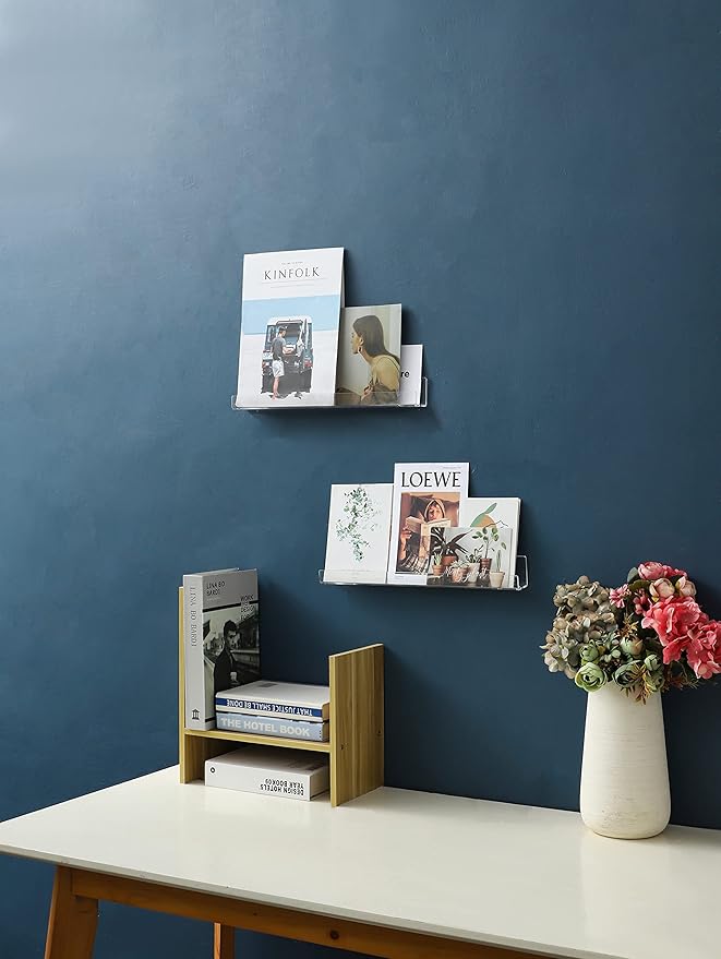 IEEK 6 PCS Acrylic Invisible Floating Bookshelf for Kids Room,15 inch Modern Picture Ledge Display Toy Storage Wall Shelf Vinyl Record Shelf U Shelves Storage Rack-NeatNest