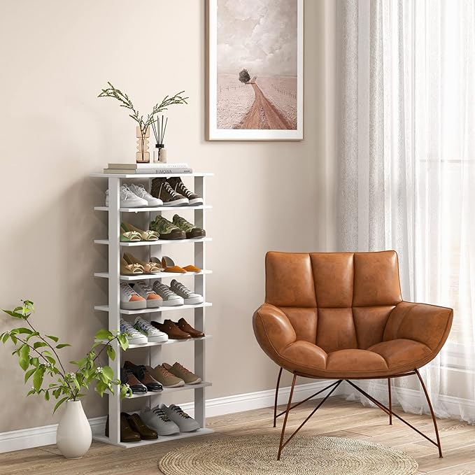 Tangkula 8-Tier Vertical Shoe Rack, Space-Saving Corner Shoe Organizer for 14 Pairs, Narrow Shoe Storage for Entryway, Front Door, or Closet-NeatNest