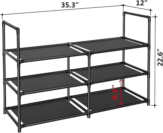 3 Tier Metal Construction Shoe Rack, Sturdy Shelf Organizer for Entryway, Bedroom, Closet, 12-16 Pairs Shoe and Boots Organizer Storage Sturdy Shoe Shelf-NeatNest