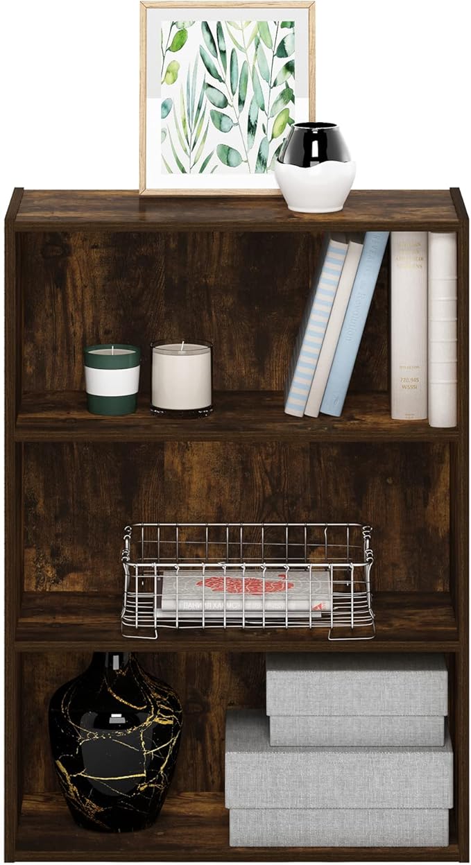 Furinno Pasir 3-Tier Open Shelf Bookcase, Amber Pine
