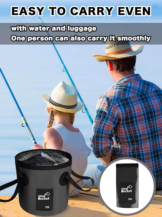 Wlikn Collapsible Bucket with Handle, Lightweight 5 Gallon 20L Folding Water Container, Portable Wash Basin for Camping, Fishing, Gardening, Car Washing, and Outdoor Use-NeatNest
