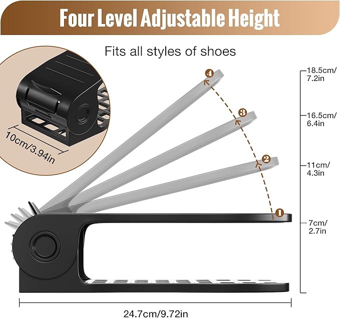 Neprock Shoe Organizer for Closet,16 Pack thickned Shoe Stacker Storage Space Saver, Double Deck Shoe Rack Holder for Closet Organization(Black)-NeatNest