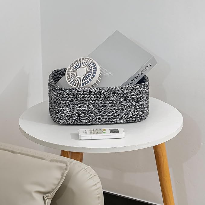 CubesLand Mixed Black Baskets Bins for Organizing,Small Woven Storage Baskets for Shelves,Cute Closet Cube Bins Set 3,Baby Nursery Cube Organizer Toys Basket Bin,Home Decor Organization Bins-NeatNest