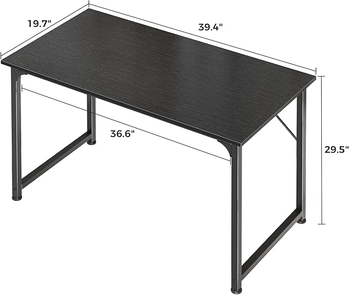 Huuger Modern Simple Office Desk, 40 Inch Gaming Desk with Storage, Black Metal Frame, Large Legroom-NeatNest