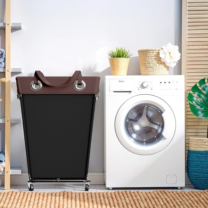 Laundry Hamper with Wheels 210L Large Capacity Hamper Rolling Laundry Basket Extra Large Laundry Cart for Easy Transport Storage Basket Ideal for Dorm Laundry Room Bathroom Black