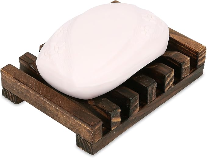 Anwenk Wooden Soap Dish Hand Crafted Rectangular Sink Drainer for Soap, Sponges and More (1 Pack)-NeatNest