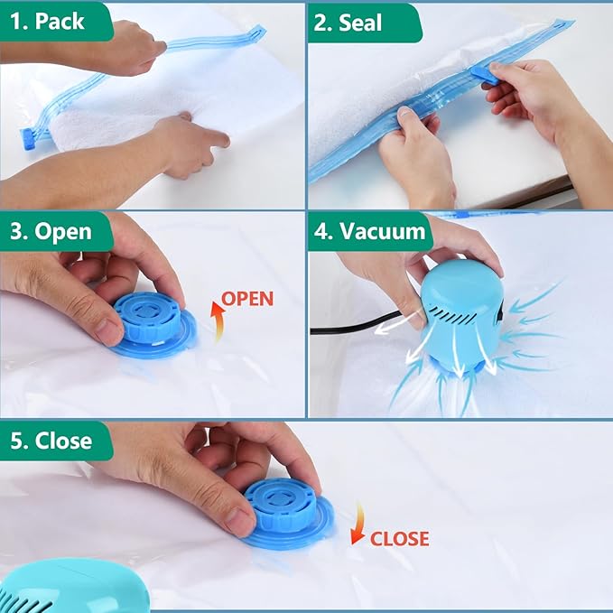Morecoo Vacuum Seal Bags for Clothing, 8 Pack Vacuum Storage Bags (4 Jumbo/4 Large) with Electric Pump, Packing Cubes Compression Space Saver for Comforters, Blankets - Travel Essentials-NeatNest
