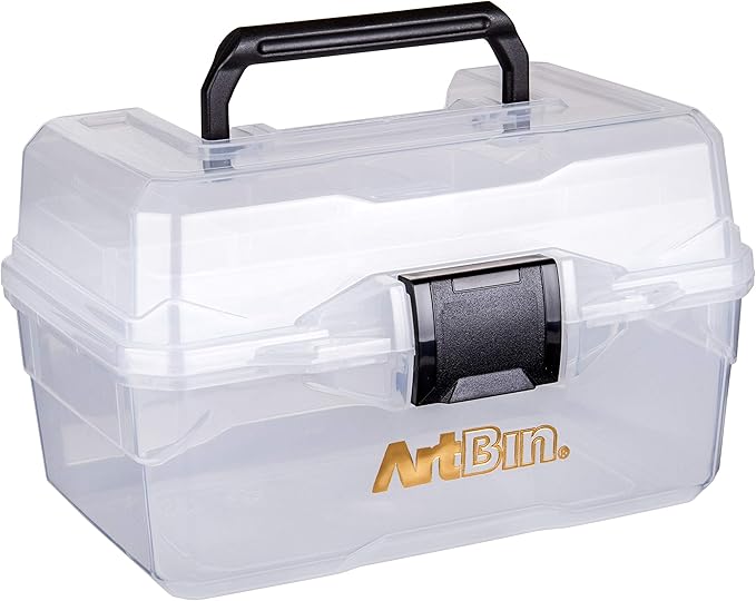 ArtBin 6890AG Small Project Box, Portable Art & Craft Organizer with Lift-Out Tray, [1] Plastic Storage Case, Clear