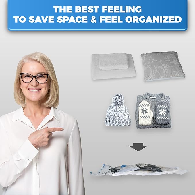 8-Pack Vacuum Storage Bags for Packing - Strong Vacuum Space Bags for Clothes - Premium Space Saver Quality - Size 28" x 20"