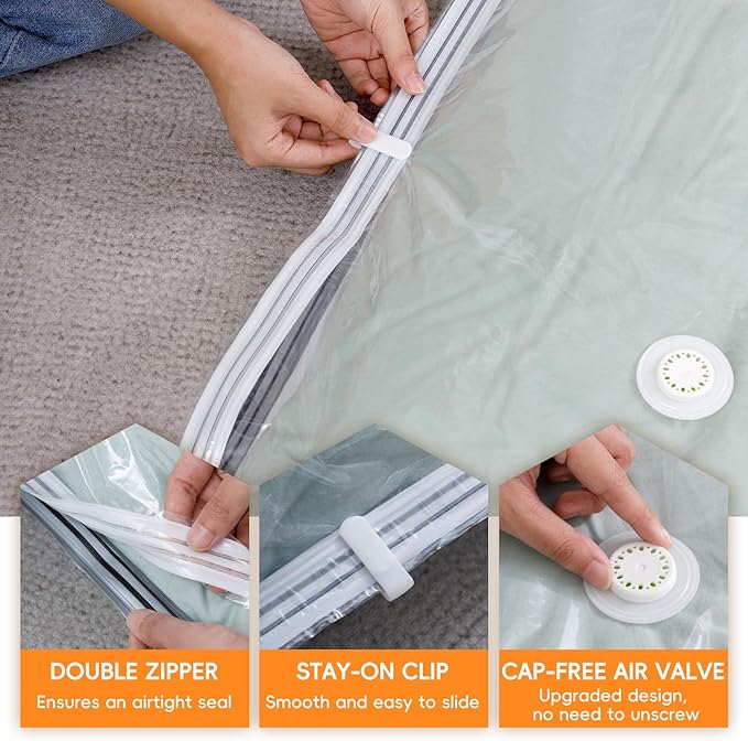 Vacuum Storage Bags - 8 Extra Large Jumbo storage Space Saver Bags (40x31 Inch) for Bedding,Comforters,Blankets,Clothing,Pillows,Jackets,Coats - Vacuum Seal Bags for Home Organization-NeatNest