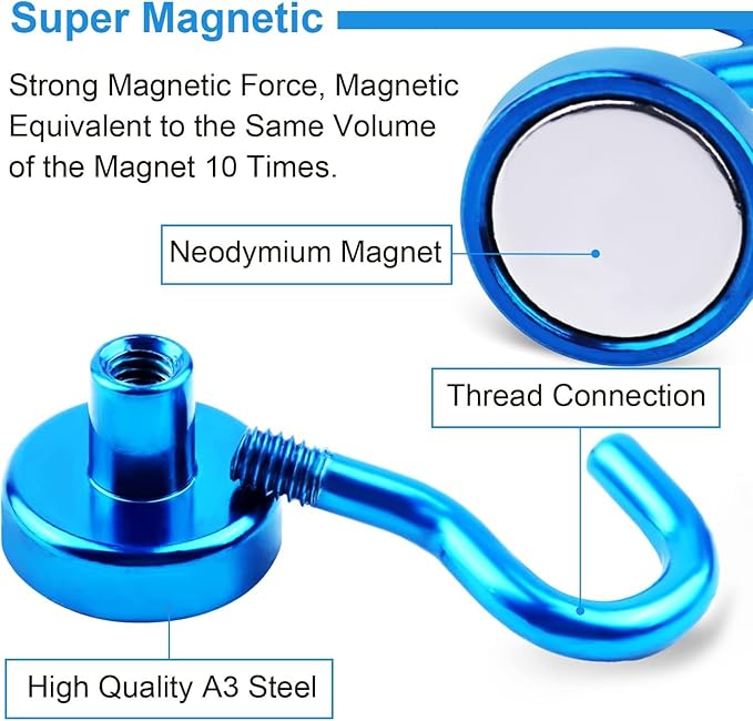 DIYMAG Magnetic Hooks, 30Lbs Strong Heavy Duty Cruise Magnet S-Hooks for Classroom, Fridge, Hanging, Cabins, Grill, Kitchen, Garage, Workplace and Office etc, (20 Pack-Blue)-NeatNest
