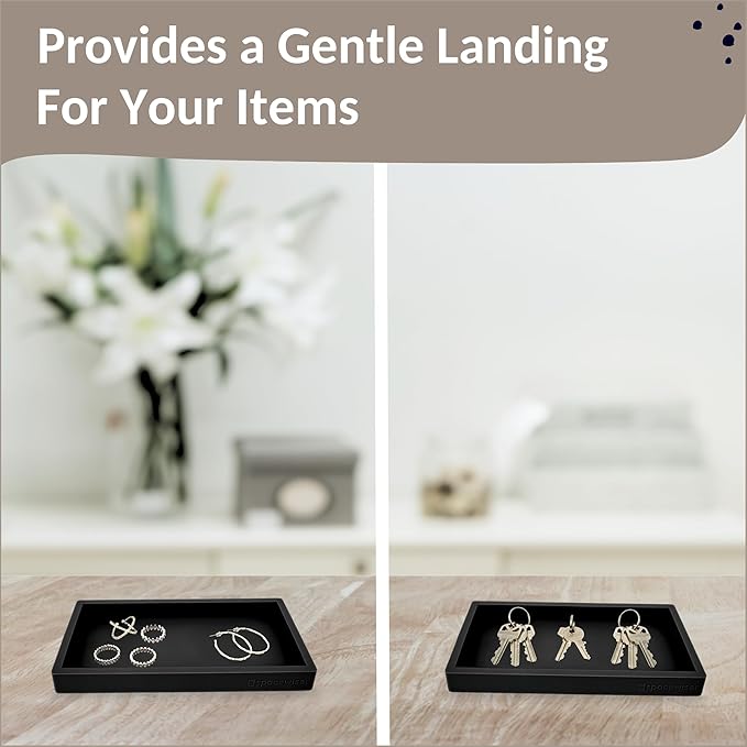 Countertop and Vanity Tray - 2 PC Small 7.7" Silicone Bathroom Trays, Kitchen Soap Tray, Dish Sponge Soap Holder Kitchen Sink Organizer Caddy, Bathroom Counter Trays for Lotion Dispenser-NeatNest