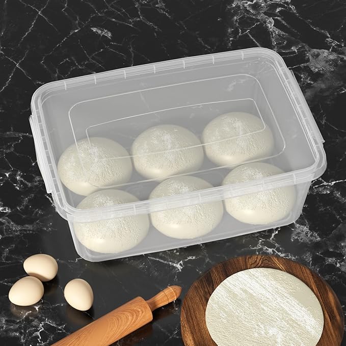2 Packs 16 L Plastic Storage Containers with Latching Lid, Commercial Pizza Dough Proofing Box, Clear Pizza Dough Containers