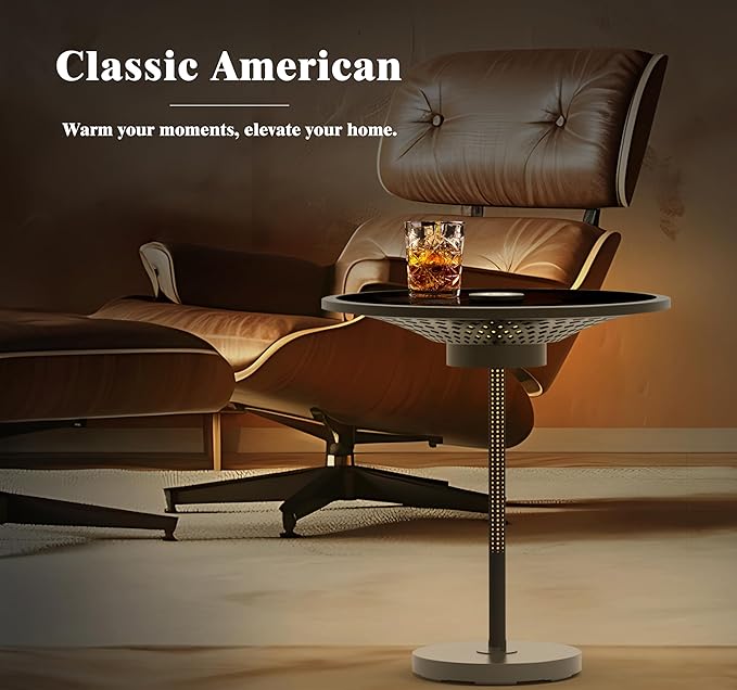 Elegant Smart Side Table with Ambient Light & Wireless Charging – Modern Touch Control, Stepless Dimming, and Ideal Nightstand for Small Spaces – Perfect Home Decor for Bedroom & Living Room