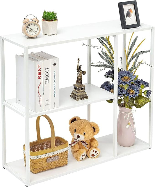 HDANI Console Table, Narrow Entryway Table, 3 Tier Metal Hallway Table, 9.8''Dx31.5''Wx29.7''H(White)-NeatNest