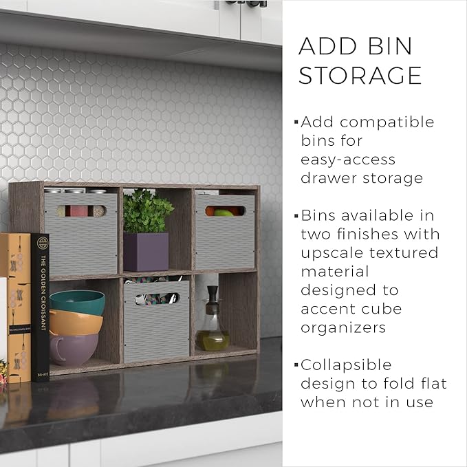 ClosetMaid Mini 6-Cube Desktop or Wall Mount Organizer, Weathered Teak-NeatNest